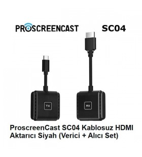 PROSCREENCAST SC04 Kablosuz HDMI Ekran Aktarıcı Set (Alıcı-Verici) PROSCREENCAST SC04 Kablosuz HDMI Ekran Aktarıcı Set (Alıcı-Verici)