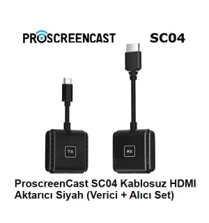 PROSCREENCAST SC04 Kablosuz HDMI Ekran Aktarıcı Set (Alıcı-Verici) PROSCREENCAST SC04 Kablosuz HDMI Ekran Aktarıcı Set (Alıcı-Verici)