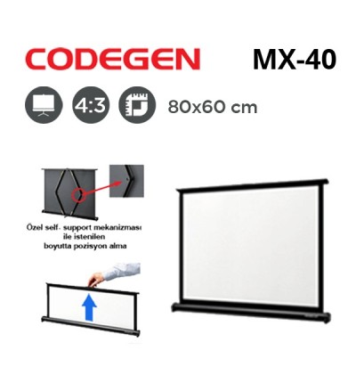 CODEGEN MX-40 TaÅÄ±nabilir Projeksiyon Perdesi (80x60cm)