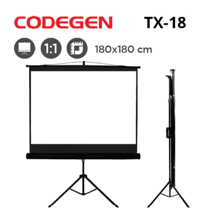 CODEGEN TX-18 Tripod Projeksiyon Perdesi (180x180cm) 