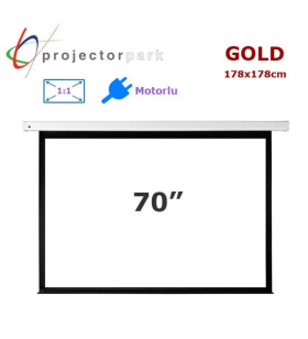 PROJECTORPARK Gold Motorlu Projeksiyon Perdesi (178x178cm) 