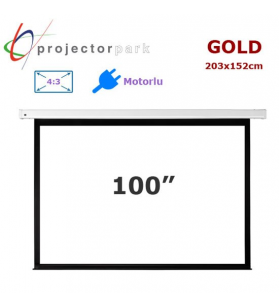 PROJECTORPARK Gold Motorlu Projeksiyon Perdesi (203x152cm) 