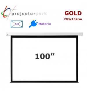 PROJECTORPARK Gold Motorlu Projeksiyon Perdesi (203x152cm) 