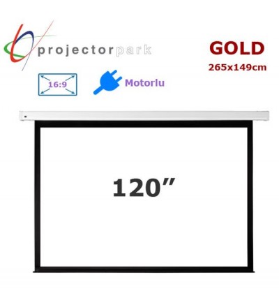 PROJECTORPARK Gold Motorlu Projeksiyon Perdesi (265x149cm) 