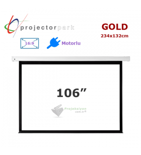 PROJECTORPARK Gold Motorlu Projeksiyon Perdesi (234x132cm) 