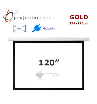 PROJECTORPARK Gold Motorlu Projeksiyon Perdesi (234x176cm) 