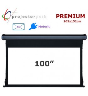 PROJECTORPARK Premium Motorlu Projeksiyon Perdesi (203x152cm) 