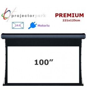 PROJECTORPARK Premium Motorlu Projeksiyon Perdesi (221x125cm) 