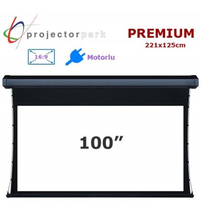 PROJECTORPARK Premium Motorlu Projeksiyon Perdesi (221x125cm) 