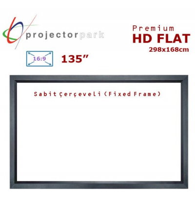 PROJECTORPARK HD Flat Sabit Çerçeveli Projeksiyon Perdesi (298x168cm) 