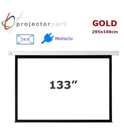 PROJECTORPARK Gold Motorlu Projeksiyon Perdesi (295x166cm) 