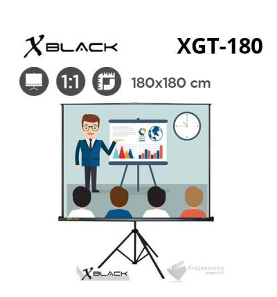 XBLACK XGT-180 Tripod Projeksiyon Perdesi (180x180cm) 