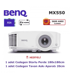 BenQ MX550 Projeksiyon + 180cm Storlu Perde + Askı Aparatı