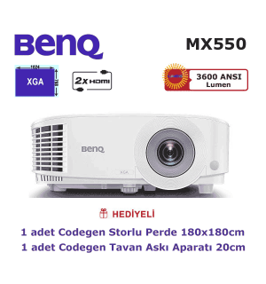 BenQ MX550 Projeksiyon + 180cm Storlu Perde + Askı Aparatı