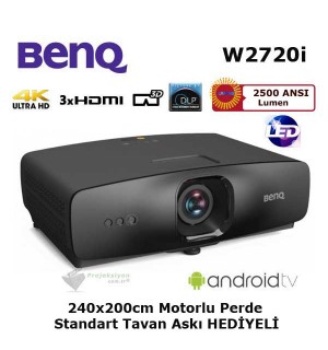 BENQ W2720i 4K LED Ev Sinema Kampanya (Motorlu Perde ve Askı Hediye)