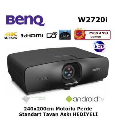 BENQ W2720i 4K LED Ev Sinema Kampanya (Motorlu Perde ve Askı Hediye)