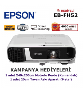 EPSON EB-FH52 KAMPANYA (240x200cm Motorlu Perde + Askı Hediyeli)