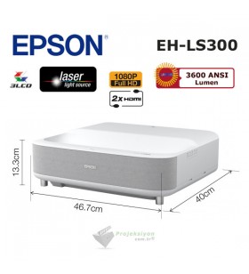 Epson EH-LS300W Lazer Ev Sinema Projeksiyonu + Epson ELPSC36 120" Perde