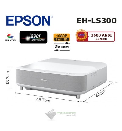 Epson EH-LS300W Lazer Ev Sinema Projeksiyonu + Epson ELPSC36 120" Perde