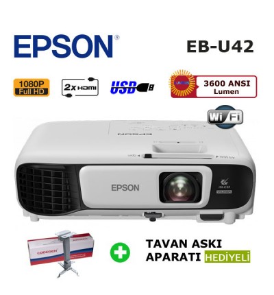 EPSON EB-U42 Full HD Kablosuz Projeksiyon (Tavan Askı Aparatı HEDİYELİ)