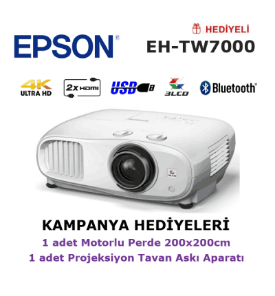 EPSON EH-TW7000 KAMPANYA (240x200cm Motorlu Perde + Askı Hediyeli)