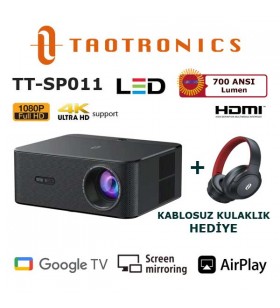 TaoTronics TT-SP011 Full HD Smart Led Projeksiyon (TaoTronics TT-BH1121-RED Kablosuz Kulak Üstü Kulaklık Hediyeli)