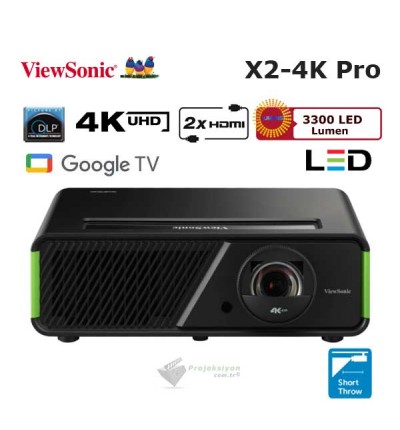 Viewsonic X2-4K Pro LED 4K Kısa Mesafe Ev Sinema Projeksiyon Cihazı