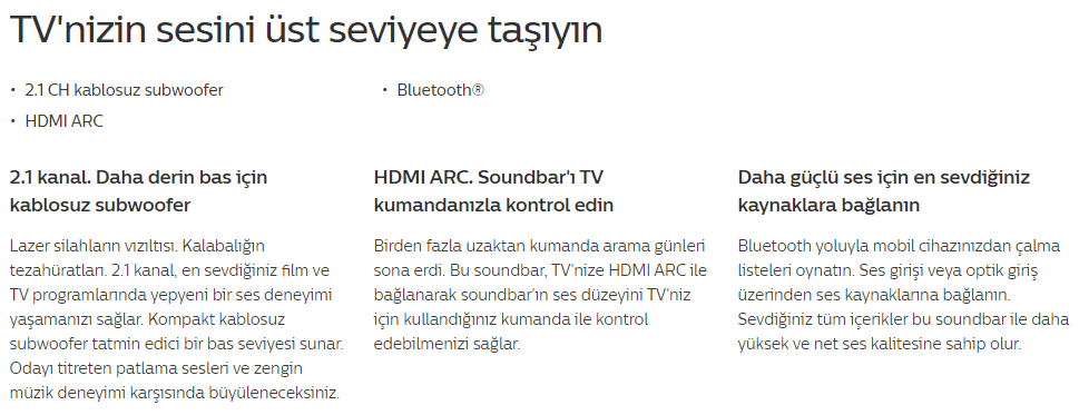 philips tab5305 soundbar ses sistemi