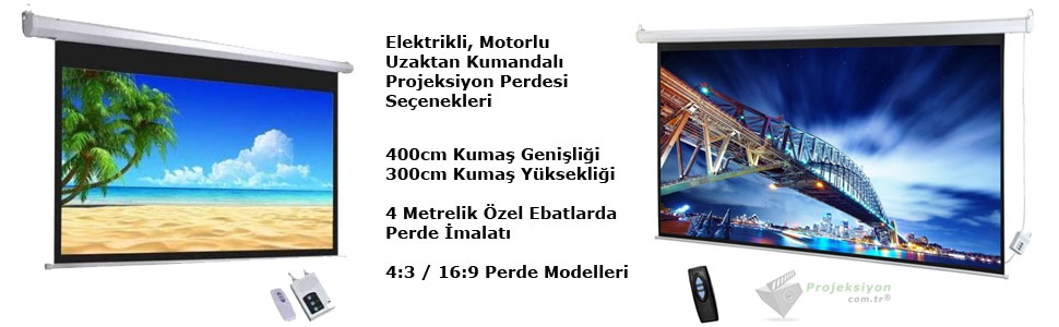 400x300 motorlu projeksiyon perdesi