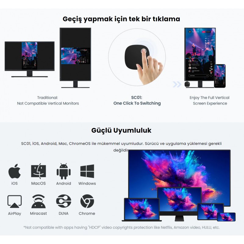 proscreen sc01 kablosuz görüntü aktarıcı