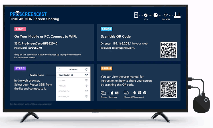 proscreen sc01 kablosuz görüntü aktarıcı