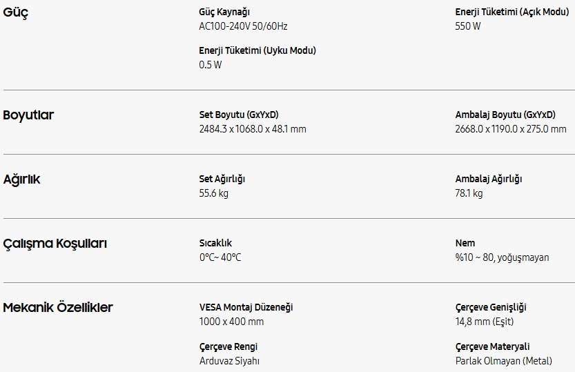 samsung qpdx105 ekran özellikleri