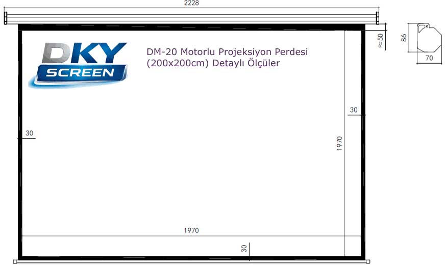 Dkyscreen DM-20 motorlu perde ölçüleri