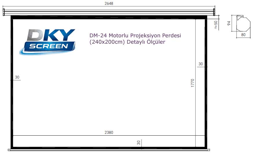 Dkyscreen DM-24 motorlu perde ölçüleri