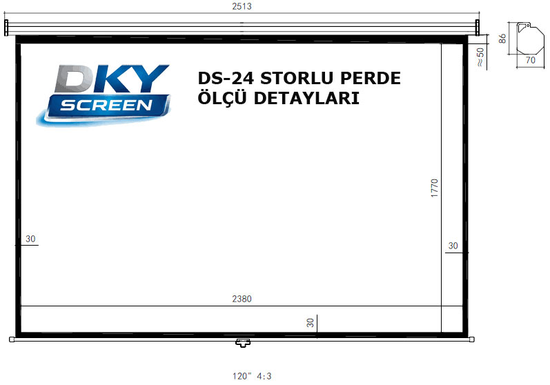 Dkyscreen DS24 storlu projeksiyon perde detaylar