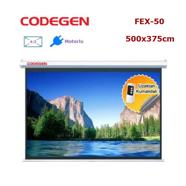 codegen fex-50 motorlu projeksiyon perdesi