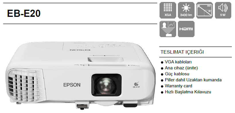 epson e20 kutu içindekiler