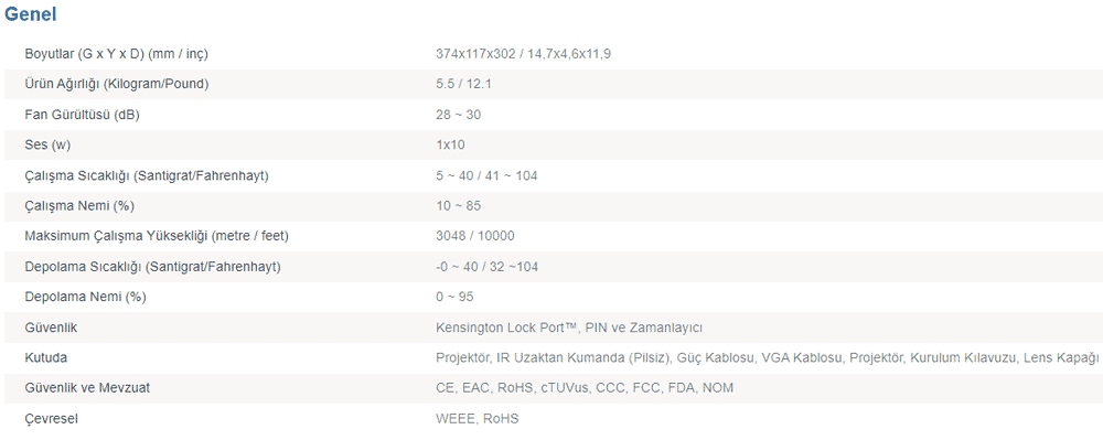 infocus INL4129 Lazer Full HD PROJEKTÖR detaylar