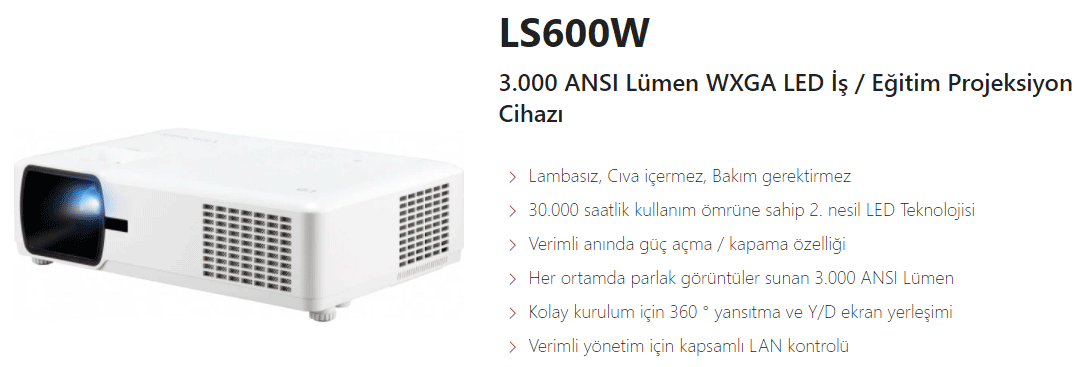 viewsonic LS600W led projektör