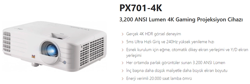 viewsonic px701-4k projektör