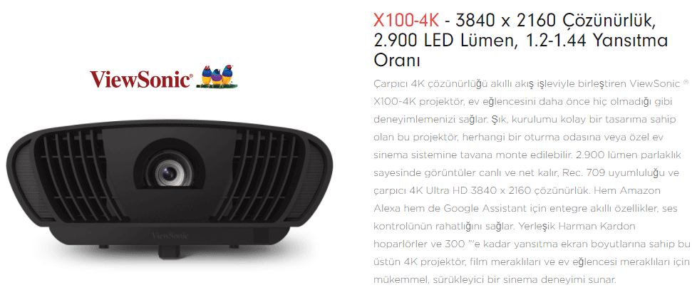 viewsonic x100-4k projektör