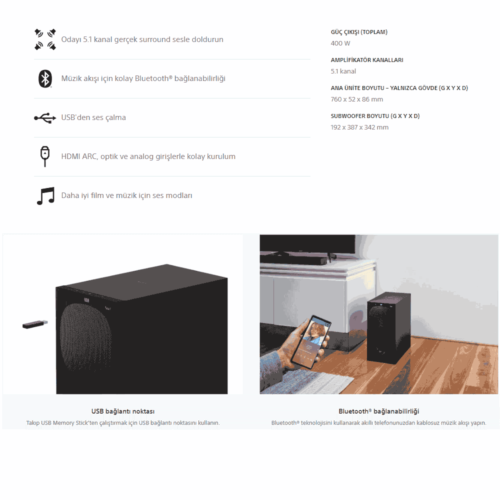 sony ht-s20r ev sinema soundbar ses sistemi