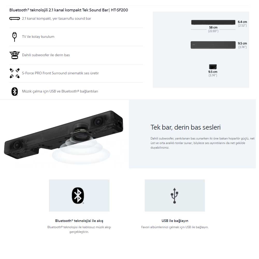 sony ht-sf200 soundbar home cinema ses sistemi