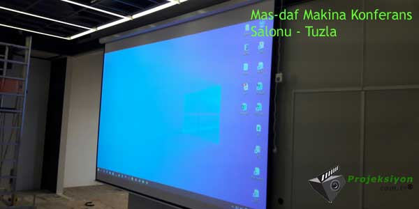 >masdaf makina tuzla konferans salonu epson projeksiyon ve 400x300cm perde sistemi kurulumu